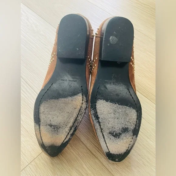 Annie Bing Camel Brown Suede Charlie Studded Western Booties Size 9 - Picture 3 of 5